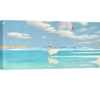 Tableaux sur toile, Femme sur la plage - Pierre Benson, Flying on the Water (détail) - 70x35 cm