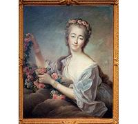 Tableaux sur Toile Image Imprimén Célèbre Portrait de Madame Du Barry En Flore de Barry par François Hubert Drouais pour la décoration murale 60x90cm