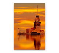 Tableaux sur toile | Images sur toile 90 x 60 cm Maiden Tower kiz kulesi à Istanbul au coucher du soleil