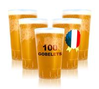 Table'Colors 100 Gobelets Reutilisables et Recyclable 33cl Polypropylène Rigide Givré - Fabriqué en France, Sans BPA - Compatible Micro-ondes et Lave-vaisselle - Boisson Chaude, Froide