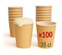 Table'Colors 100 Verres à bière en Carton 35 sprit Kraft - Gobelet Carton - Bières - Boisson fraiche - Idéal pour Fêtes et Événements - Design Pratique