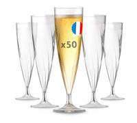 Table'Colors 50 Flûtes Champagne Torsadées 13,5 cl - Fabriqué en France - Lavable, Réutilisable - Solide et Élégante - Idéal pour Réceptions et Événements
