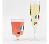 Table'Colors Pack 100 Verres Réutilisables et Recyclables - 50 Verres à Vin 17 cl + 50 Verres Tubes 20 cl - Qualité Supérieure, Lavables, Idéal Réceptions, Anniversaires, Mariages
