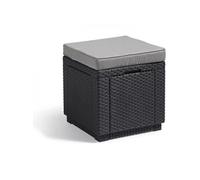 Tablepouf de jardin ALLIBERT by KETER Cube avec coussin graphite 47 1 L Gris