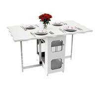Tables à feuilles tombantes pour petits espaces, table de salle à manger pliante peu encombrante, 4 roues avec grande étagère de rangement, table de salle à manger carrée extensible, moderne, pour