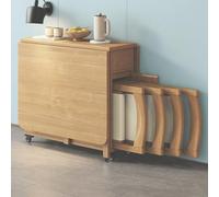 Tables à Manger Ensemble de Table à Manger Pliante for 4 Personnes, Ensemble de Cuisine Pliable en Bois avec chaises, Double abattant, Rangement des chaises Pliantes à l'intérieu