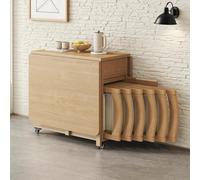 Tables à Manger Ensemble de Table à Manger Pliante, Table de Cuisine multifonctionnelle en Bois avec 6 chaises et tiroir, Facile à déplacer, Double abattant, for Restaurant - 1,4 m