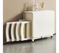 Tables à Manger Ensemble Table et chaises de Salle à Manger Pliantes et Extensibles Multifonctionnel Gain de Place Tables à rallonges rabattables for la Maison Table de Cuisine Mobile(White)