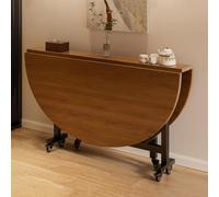 Tables à manger pliantes pour petits espaces Table à abattants Bureau | Support en acier au carbone Peu encombrante Extensible Polyvalente Avec 6 roulettes(Wooden,ID 71in/1.8m)