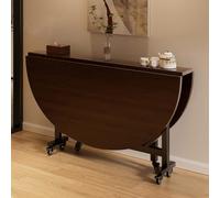 Tables à manger pliantes pour petits espaces Table à abattants Bureau | Support en acier au carbone Peu encombrante Extensible Polyvalente Avec 6 roulettes(Brown,ID 71in/1.8m)