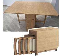 Tables à Manger Table de Cuisine en Bois avec 4 chaises Table de Salle à Manger Style Ferme Moderne avec tiroir de Rangement dissimulé et roulettes Salle à Manger Pliante Facile à déplacer