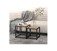 vidaXL Tables à thé 2 pcs MDF Noir et jaune331656 Brun G