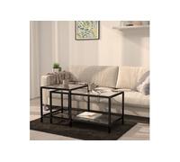 Vidaxl Tables À Thé 2 Pcs Verre Trempé Noir Noir