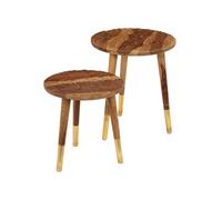 Tables Basses 2 Pcs Bois Solide De Sesham Marron