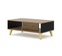 Tables basses - AC-Déco - Table basse avec pieds doré ""Ravenna"" - Beige/Noir - L 90 x l 60 cm