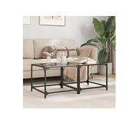 Tables basses avec dessus en verre noir 2 pcs 50x50x40 cm acier, table d'appoint, table de salon, table à thé, bout 845969