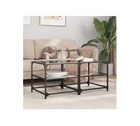vidaXL Tables basses avec dessus en verre noir 2 pcs 50x50x45 cm acier846009 Noir G