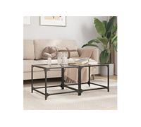 Tables basses avec dessus en verre transparent 2 pcs acier, table d'appoint, table de salon, table à thé, bout de 845967