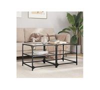 Tables basses avec dessus en verre transparent 2 pcs acier, table d'appoint, table de salon, table à thé, bout de 846007