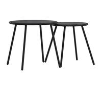 Tables basses de jardin,table d'extérieur 2pcs rondes noir acier enduit de poudre 5916504 FrenchDays