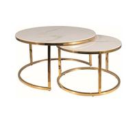 Tables basses - DECONATION - Portafino A - Effet marbre - Cadre plaqué or - Design moderne