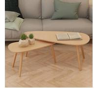 vidaXL Ensemble de 2 tables basses 244733 – Bois de pin massif, style scandinave, Marron