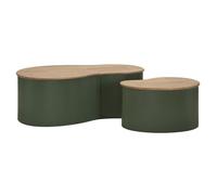 Tables basses Frankfurt vertes - paire en bois d'hévéa et métal - Réf. VK8681847414032