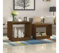 Vidaxl Tables Basses Gigognes 2 Pcs Marron Miel Bois De Pin Massif Marron
