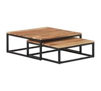 vidaXL – Tables basses gigognes en bois d'acacia massif – Rectangulaire Marron – Meuble de salon