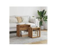 vidaXL Tables basses gigognes 2 pcs 856051 – chêne artisanal en bois d'ingénierie Marron