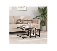 vidaXL Tables basses gigognes 2 pcs plateau en verre noir acier