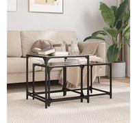 Vidaxl Tables Basses Gigognes 2 Pcs Dessus En Verre Noir Acier Noir