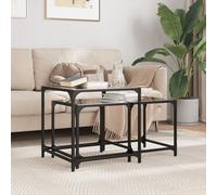 Vidaxl Tables Basses Gigognes 2 Pcs Dessus En Verre Noir Acier Noir