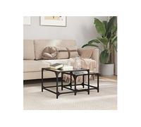 Vidaxl Tables Basses Gigognes 2 Pcs Dessus En Verre Noir Acier Noir