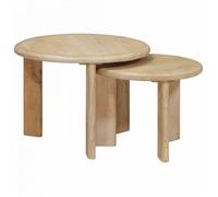 vidaXL Tables gigognes rondes noires Bois de Mangue massif Moderne 2 pcs