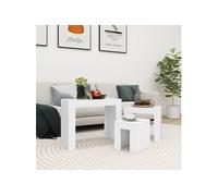 Vidaxl Tables Basses Gigognes 3 Pcs Blanc Aggloméré