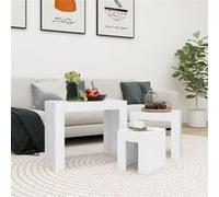 Vidaxl Tables Basses Gigognes 3 Pcs Blanc Aggloméré Blanc
