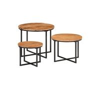 Tables basses gigognes 3 pcs bois massif d'acacia et fer372742