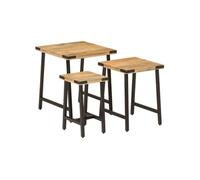 Vidaxl Tables Basses Gigognes 3 Pcs Bois Massif De Manguier Et Fer Multicolore