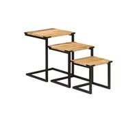 Vidaxl Tables Basses Gigognes 3 Pcs Bois Massif De Manguier Et Fer Multicolore