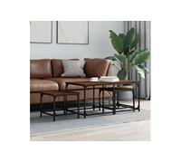 Tables basses gigognes 3 pcs chêne marron bois d'ingénierie835393