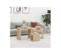 vidaXL Tables Basses Gigognes 3 pcs Tables d'Appoint Tables de Canapé Bouts de Canapé Salle de Séjour Salon Intérieur Chêne Sonoma Aggloméré