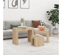 vidaXL Tables Basses Gigognes 3 pcs Tables d'Appoint Tables de Canapé Bouts de Canapé Salle de Séjour Salon Intérieur Chêne Sonoma Aggloméré