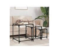 vidaXL Tables basses gigognes 845986 – 3 pièces, dessus verre transparent, structure acier, moderne