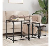 vidaXL Tables basses gigognes 845986 – 3 pièces, dessus verre transparent, structure acier, moderne