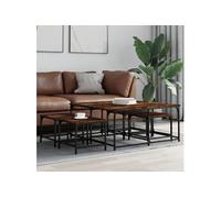 vidaXL Tables basses gigognes 5 pcs chêne fumé bois d'ingénierie 835336 Marron G