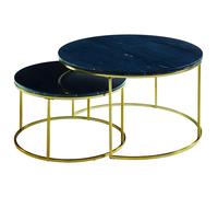 Tables basses gigognes ANGELA de Pascal MORABITO - Marbre noir et métal doré