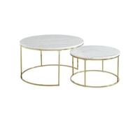 Tables basses gigognes ANGELA - Marbre blanc et métal doré de