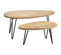 Tables basses gigognes bois manguier massif et métal noir (lot de 2) VIBES
