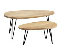 Tables basses gigognes bois manguier massif et métal noir (lot de 2) VIBES